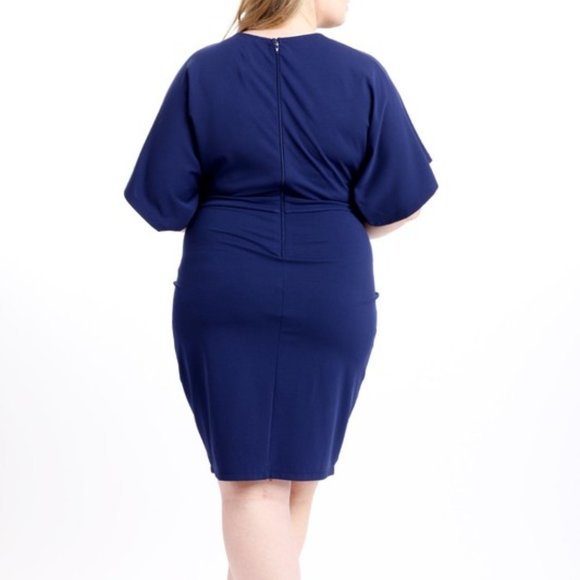 Royal Blue Drop Kimono Sleeved Dress - Picture 4 of 5